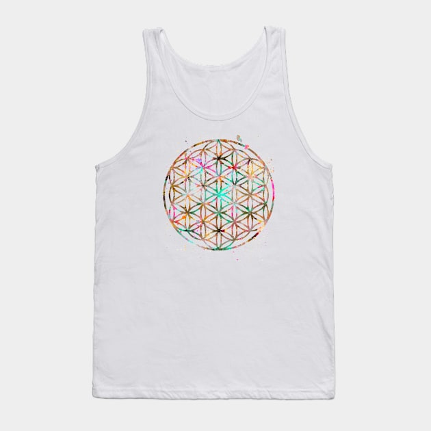 Flower Of Life Watercolor Painting 2 Tank Top by Miao Miao Design